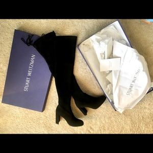 Stuart Weitzman Hiline Suede Over-The-Knee Boots Black Size6M